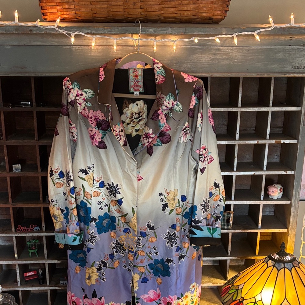 Johnny Was Black Floral Silk Jacket NWOT